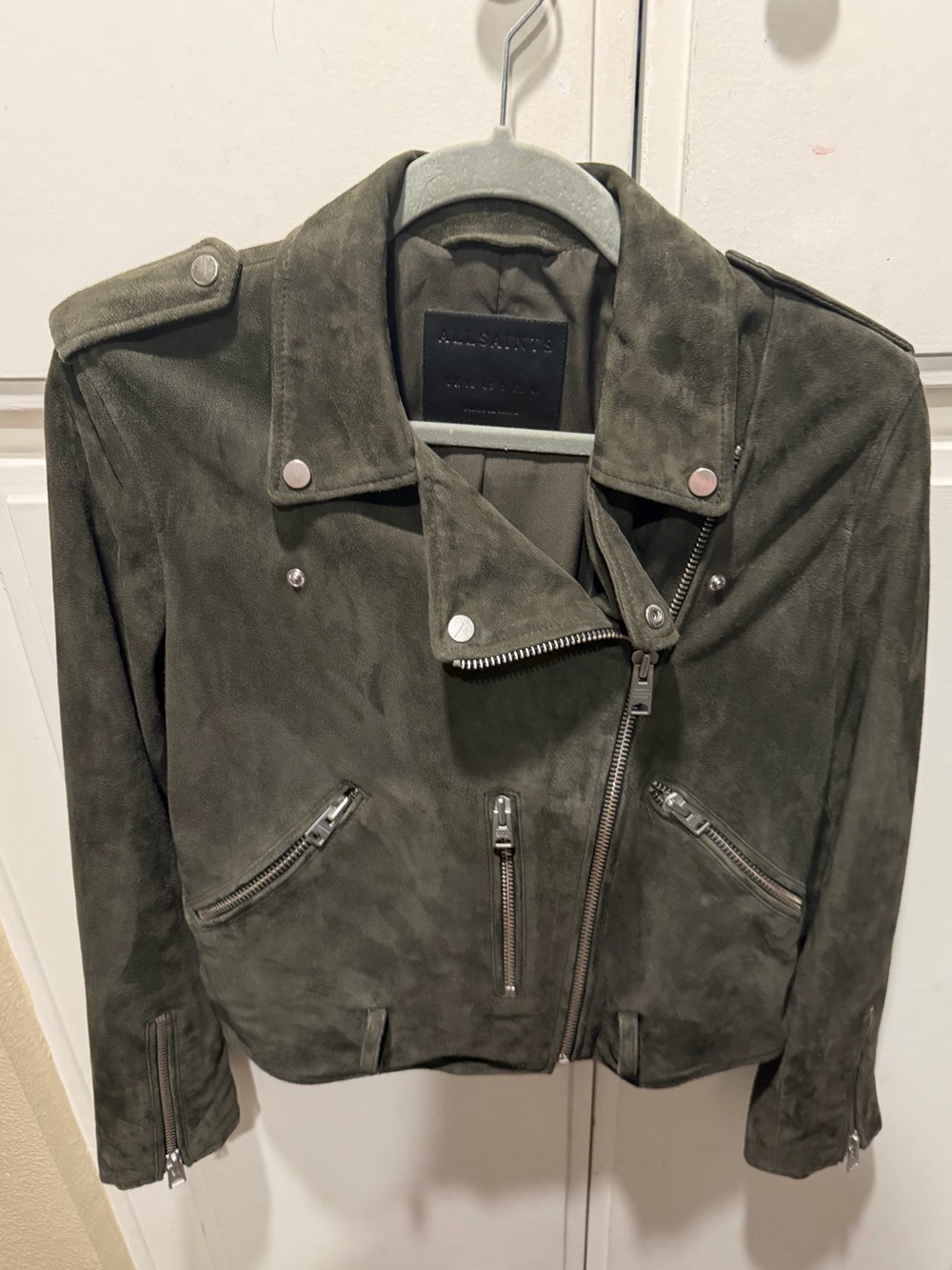 All Saints Women’s Suede Balfern Green Jacket